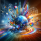 An abstract concept of digital marketing in a modern dynamic style. The image should represent the intersection of technology and creativity featuri 80x80