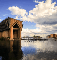 Marquette Michigan waterfront near the Lower Harbor Ore Dock