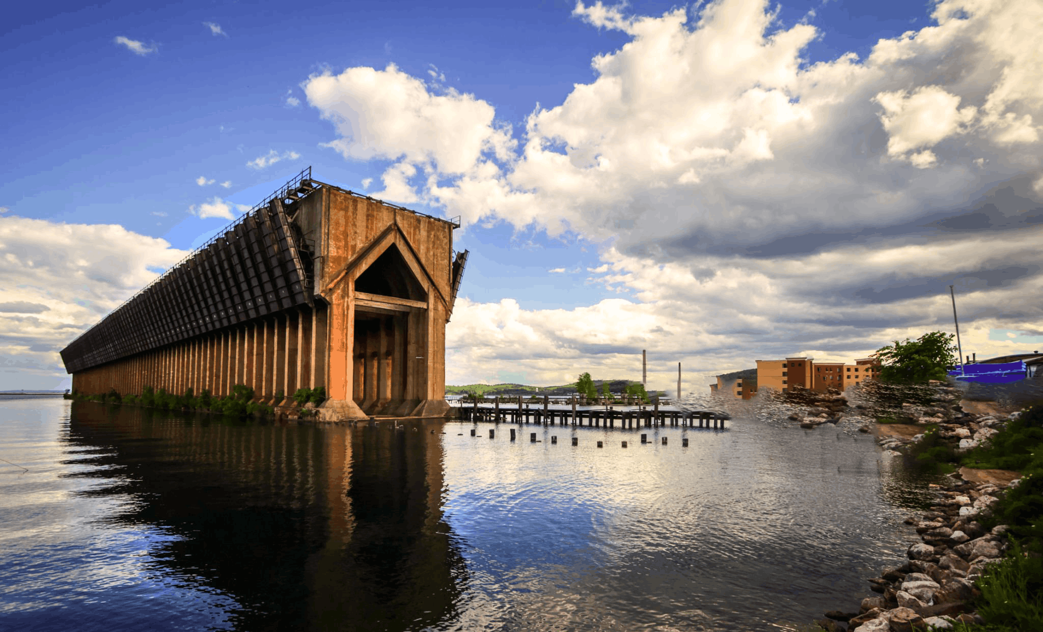 Marquette Michigan waterfront near the Lower Harbor Ore Dock